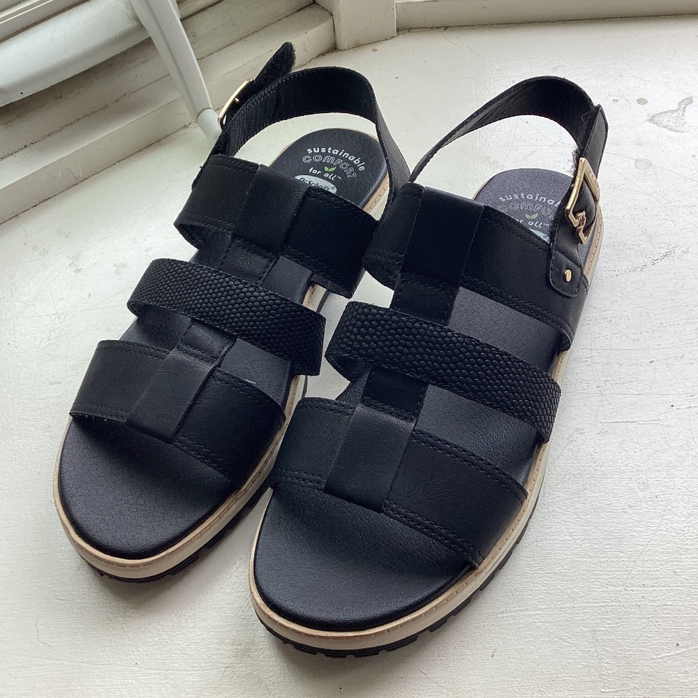 Dr Scholls Womens Size 8.5 Black Talk It Out Slingback Comfort Sandals Black